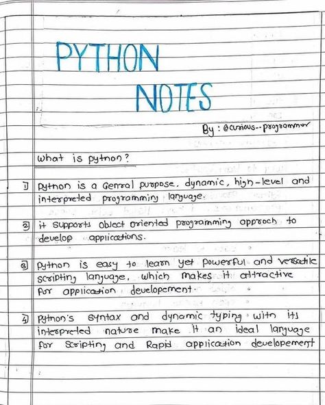 codingupdates on Instagram: "Python Notes ☺️ Save it 📝 Follow @codingupdates for more programming content. . . Credit- @curious_programmer IMPORTANT THINGS TO DO👇 🚀•Follow for more posts like this 😇 🚀•Watch our story for knowledge! 🧠 Comment your views on the post. 🧠💻 Turn on story and post notifications for good times😃💯 Thanks for your support😃❤ . . . ⁣⁣⁣#python3 #coding #coders #pythoncode #pythoncoder #pythonlearning #pythonprogramming #machinelearning #artificialintelligence #codi Python Notes For Beginners, Python Notes, Coding Notes, Computer Course, Computer Notes, Learn Computer Science, Learn Computer, Computer Learning, Physics Notes