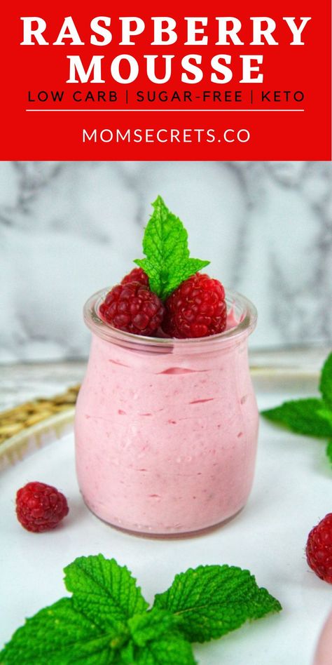 This easy Low Carb Raspberry Mousse is the perfect light dinner party dessert idea to try this summer. So light and fluffy, an epic raspberry-lover dessert! #healthydessert #sugarfree #raspberry #keto #lowcarb #raspberrymousse Raspberry Mousse Recipe, Dinner Party Dessert, Grass Fed Gelatin, Dinner Party Desserts, Raspberry Mousse, Low Carb Sweeteners, Carb Snacks, Sweet Recipes Desserts, Mousse Recipes