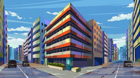 Two Point Perspective City, Perspective Illustration, Perspective City, 3 Point Perspective, Three Point Perspective, Timeline Infographic Design, Two Point Perspective, Background Study, Great Pretender