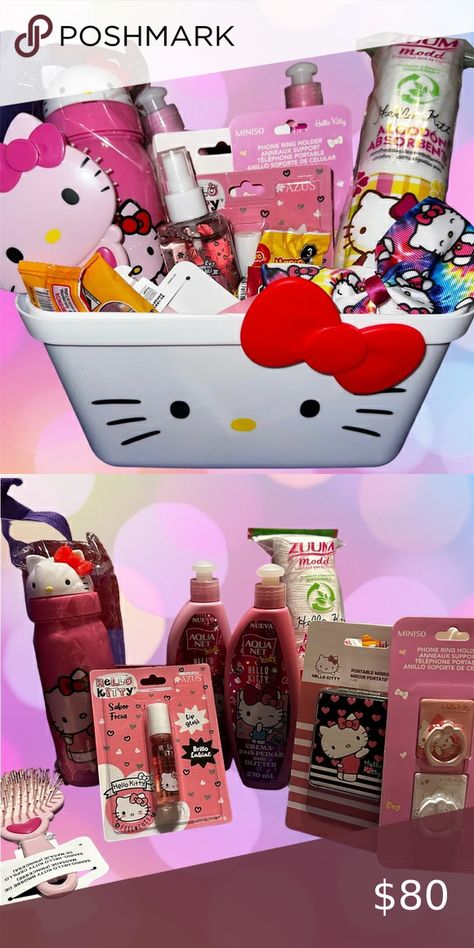 🌸Hello Kitty Easter Basket🌸 Hello Kitty Easter Basket, Birthday Basket Ideas, Hello Kitty Bday, Hello Kitty Basket, Bday Basket, Hello Kitty Easter, Hello Kitty Gifts, Birthday Basket, Boo Basket