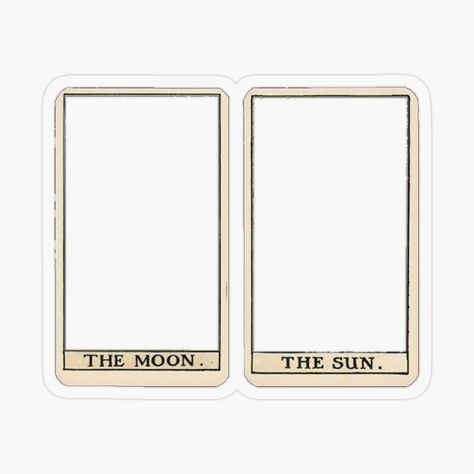 Blank Tarot Card, Moon Aesthetic Printable Stickers, The Sun Tarot Card Aesthetic, The Sun Aesthetic Tarot, Tarot Stickers Printable, Sun Taro Card, Sun And Moon Tarot, The Moon Tarot Card, The Moon Tarot