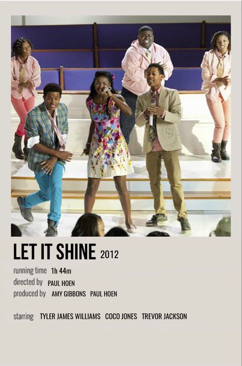 minimal polaroid movie poster for let it shine Let It Shine Movie Poster, Let It Shine Movie Aesthetic, Let It Shine Disney, Let It Shine Movie, Dr Visuals, Poster Polaroid, Polaroid Movie Poster, Trevor Jackson, Tyler James