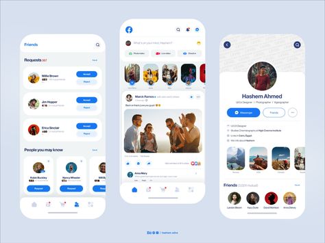 Facebook Redesign, Ux App Design, Mobile App Design Inspiration, Facebook Design, Ui Design Website, Facebook App, Webpage Design, App Design Inspiration, Team Games