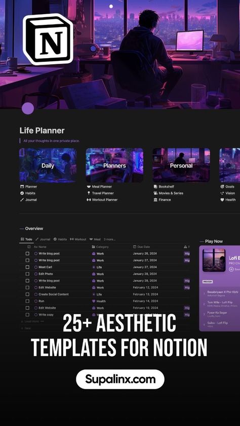 #Free_Notion_Templates #25_Aesthetic #Planner_Habit_Tracker #Student_Dashboard Free Notion Templates Aesthetic Student, Notion Aesthetic Template, Notion 2024, 2nd Brain, Free Notion Templates, Notion Workspace, Notion Board, 25 Aesthetic, Student Dashboard