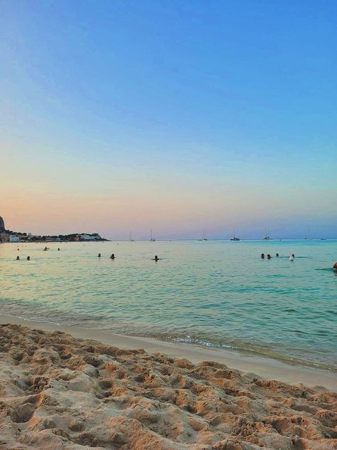 #italy #mondello #beach #water #blue #sunset Mondello Beach, Blue Sunset, Beach Water, Water Blue, Iceland, Places To Visit, Italy, Water, Blue