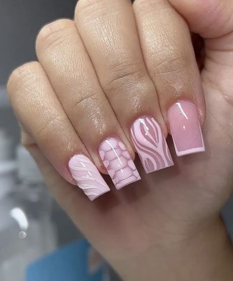 Short Square Summer Nail Designs, Summer Nail Ideas Square, Bahamas Nail Ideas, Medium Square Nails Designs, Nail Inspo Square Short, Micro Nails, Short Square Nails Summer, Square Nails Pink, Pink Acrylic Nail Designs