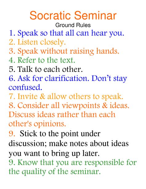 socratic seminar | Socratic Seminar Ground Rules Socratic Seminar Anchor Chart, Socratic Seminar High School, Socratic Method, Socratic Seminar, Gifted Children, Teaching High School English, Classroom Discussion, Ap English, High School Ela