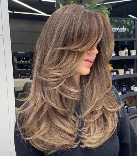 Long Hair with Bouncy Face Framing Layers Face Bangs, Wavy Layered Hair, Bangs And Layers, Kadeřnické Trendy, Fesyen Rambut, Vlasové Trendy, Hairstyles For Layered Hair, Dirty Blonde Hair, Hair 2024