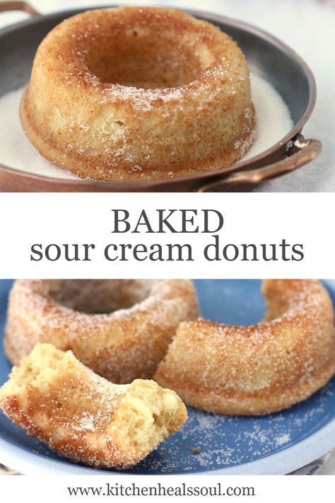 Baked Sour Cream Donut Recipe, Sour Cream Donuts Recipe, Donut Pan Recipe, Cream Donut Recipe, Sour Cream Donut, Homemade Donut, Donuts Recipes, Doughnut Recipe Easy, Cake Donuts Recipe