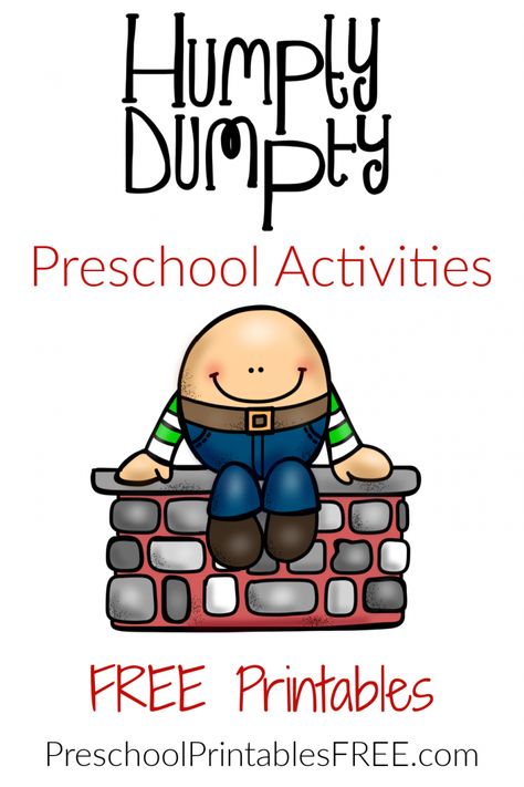 Humpty Dumpty Printables (free) – Free Preschool Printables Pre K Story Activities, Humpty Dumpty Sequencing Free, Nursery Rhymes Speech Therapy, Free Nursery Rhymes Printables, Humpty Dumpty Sensory Bin, Nursery Rhyme Preschool Activities, Nursery Rhymes Preschool Activities Free Printable, Nursery Rhyme Activities Preschool, Humpty Dumpty Activities Preschool