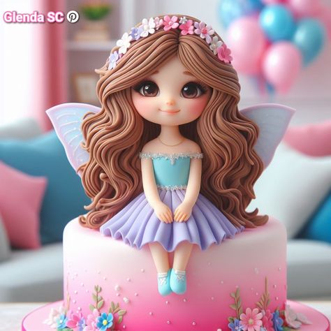 Birthday Cake Fairy Theme, Fairy Theme Birthday Cake, Fairytale Birthday Cake, Flower Theme Cake, Baby Cake Design, Half Birthday Cakes, Lol Doll Cake, Fairy Theme, Unicorn Birthday Cake