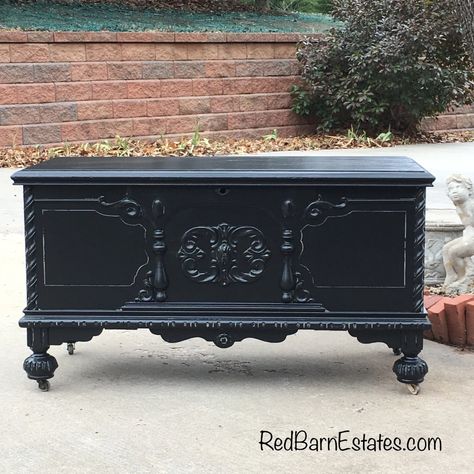 Remade Furniture, Diy Wood Chest, Cedar Chest Redo, Painted Cedar Chest, Shabby Chic Ideas, Ikea Garden Furniture, Dark Victorian, Gothic Mansion, Gathering Ideas