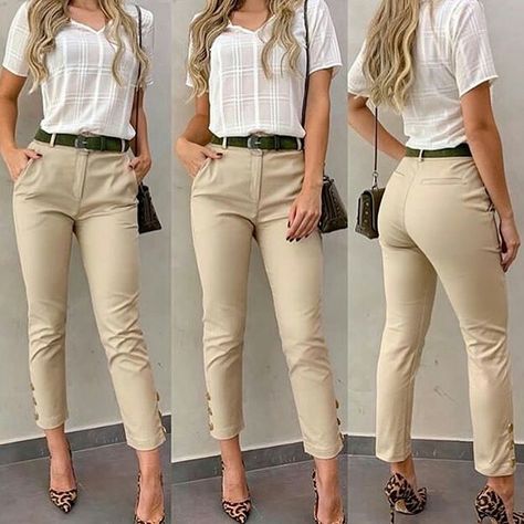 Beige Pants Spring Outfit, Kakis Pants Outfit, Spring Outfit For Work, Lunch Outfit Summer, Cute Feminine Outfits, Pants Outfit Work, Dressy Clothes, Women Winter Coat, Lunch Outfit