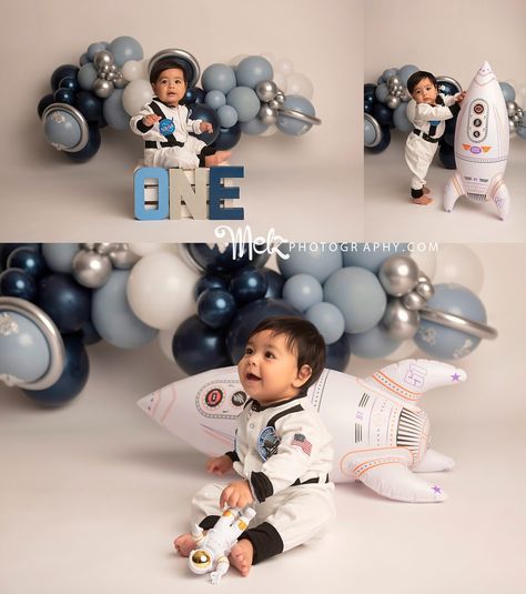 One Year Birthday Theme, Baby First Birthday Themes, Boys First Birthday Party Ideas, Boys 1st Birthday Party Ideas, Baby Birthday Decorations, Astronaut Birthday, 1st Birthday Photoshoot, One Year Birthday, Web 1