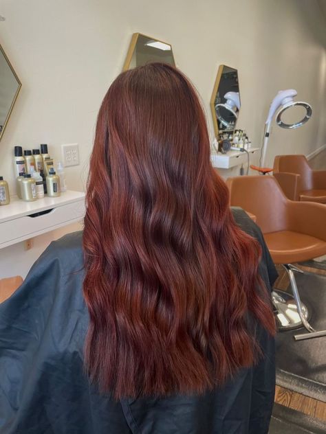 Dark Copper Hair Color Burgundy, Mixing Red And Brown Hair Dye, Cherry Red Hair With Shadow Root, Brown Hair With Hints Of Red, Medium Brown Hair With Red Tint, Level 6 Red Hair, Red Ish Brown Hair Color, Dark Copper Red Hair Color Tan Skin, Brown Roots Red Hair