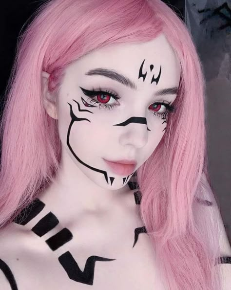 Sukuna Girl, Sukuna Cosplay, Eyeshadow Colors, Eyeliner Styles, Cosplay Inspo, Cute Cosplay, Cosplay Makeup, False Lashes, Unique Styles