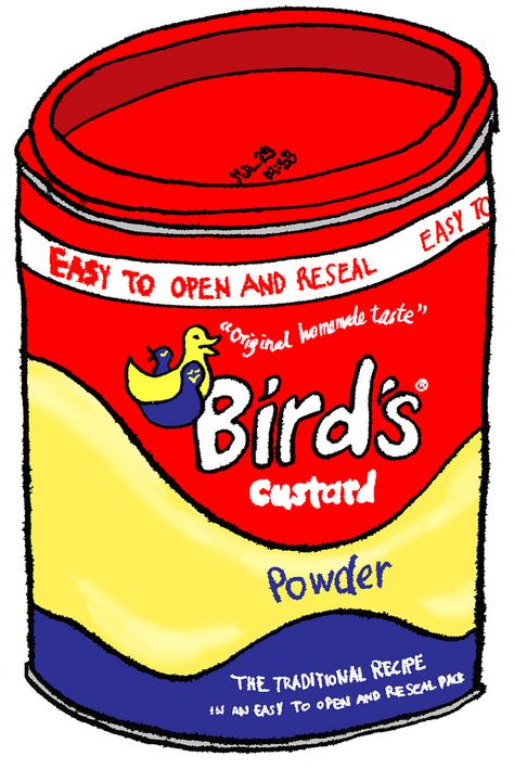 https://flic.kr/p/53XtyK | Bird's Custard | Mr. Alfred Bird invented this eggless version in 1837 for Mrs. Bird, who was allergic. The company was one of the early users of promotional items and colourful advertising campaigns. The famous 'three bird' logo, however, was relatively late in arriving, and only introduced in 1929. Bird's was purchased by the General Foods Corporation, which was itself taken over by Philip Morris in the 1980s and merged into Kraft Foods. Although the Bird's Custa... Kitchen Aga, Bird's Custard, Kraft Foods, Art Packaging, Custard Powder, Tea Biscuits, Kraft Recipes, Bird Logos, Promotional Items