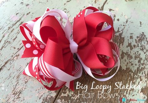 Permalink to How To Make A Big Loopy Stacked Hair Bow Big Layered Hair, Bowdabra Bows, Boutique Bow Tutorial, Hair Bow Instructions, Stacked Hair Bow, Ribbon Sculptures, Girls Hair Bows Diy, Kids Hair Bows, Stacked Hair