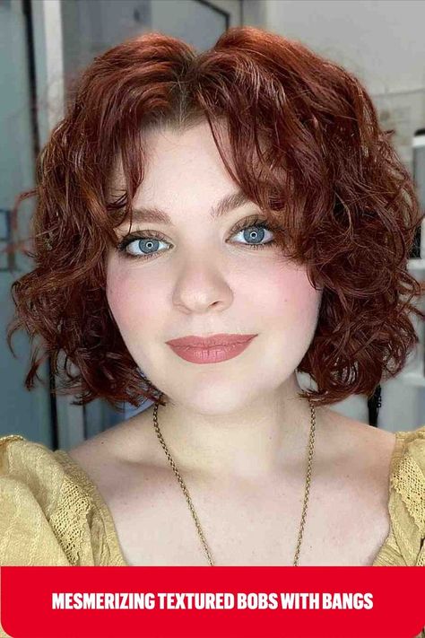 Textured Middle Part Short Bobbed Hair with Natural Curls Short Wavy Hairstyles For Women With Bangs, French Bob For Curly Hair, Short Wavy Hairstyles For Women Layered, Wavy Bobs With Bangs, Short Hairstyles For Thick Hair Over 50, Tapered Curly Hair, Short Wavy Layered Hair, Short Hair Inspo Layers, Short Curly Hair Round Face Plus Size