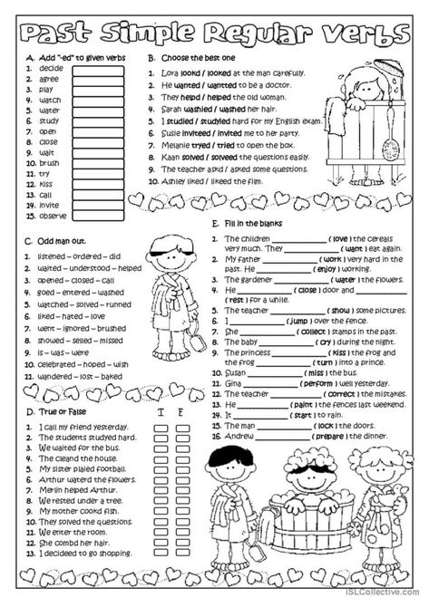 Regular Past Tense Worksheet, Past Simple Regular Verbs Worksheets, Simple Past Worksheet, Past Simple Worksheets, English Past Tense, Past Tense Worksheet, Verbs Worksheet, Simple Past Tense, Past Simple