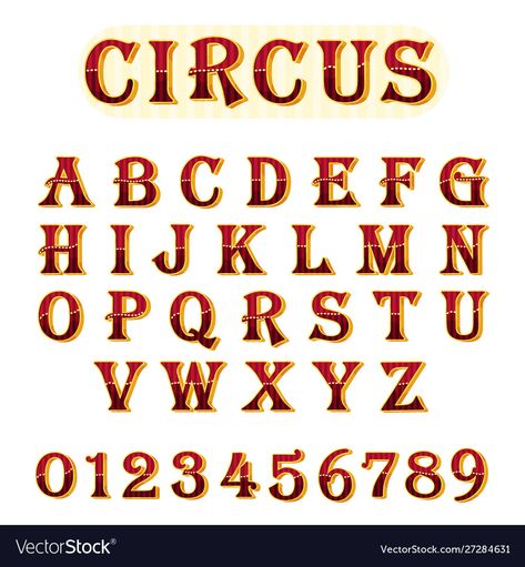 Red Letters, Letters And Numbers, Gold Trim, Dark Red, High Res, Circus, Png Images, Adobe Illustrator, Vector Images