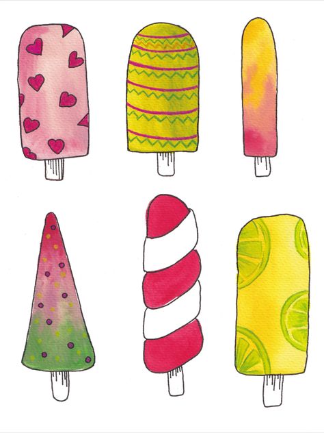 Ice Lolly Illustration, Ice Lolly Drawing, Popsicle Clipart, 365 Days Of Art, Inspiration Crafts, Ice Lollies, Media Journal, Pillow Patterns, Art Adventure