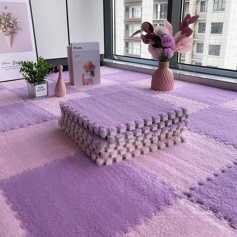 🌈 Create a magical play space with these foam mats! Soft, safe foam in chic colors. Easy setup, comfy and mess-friendly. Playtime joy, stylish deco - all in one! #playroom #dorm #college #kids #yoga #livingroom #decor #flooring #amazon #ad Purple Living Room Aesthetic, Baby Nesting, Pink Dorm Room Decor, Pink Dorm Rooms, Interlocking Floor Mats, Pink Dorm, Colorful Playroom, Interlocking Foam Tiles, Foam Mat Flooring