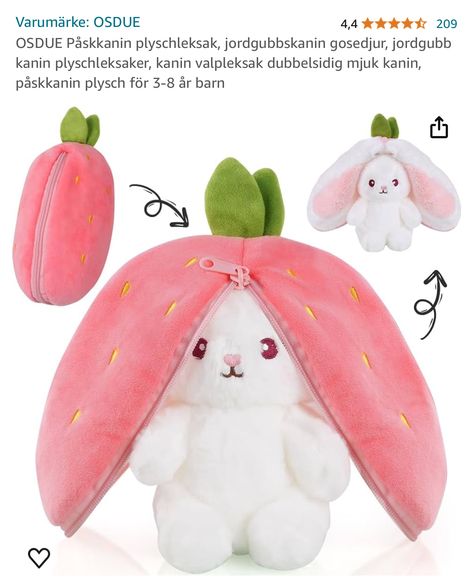 Strawberry Pillow, Floppy Eared Bunny, Touch Hand, Rabbit Plush Toy, Rabbit Dolls, Soyut Sanat Tabloları, Bunny Doll, Cute Fruit, Boys Easter