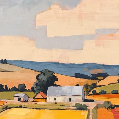 James Musil on Instagram: "Number 9 on my Top 10 Paintings of 2023 …  PATCHWORK FIELDS, 16x16”, Acrylic ©2023 Jim Musil 🎨  SOLD, Prints Available  This painting is a mashup of two of my favorite landscape artists – Paul Cezanne and Richard Diebenkorn. Can you spot the influence?  Lately, I’ve been trying to expand the language of my brush. I want to push my style into new directions. Looser strokes, simplified shapes, and sketchy parts that become part of the finished work. I also want my colors to be more magical and bolder … less literal and real.  To help me on this path, I’ve been using various AI tools to help create new compositions that tap into some of the painters I admire. This painting was painted with paint by my hand, but clearly is indebted to the styles of the artists menti Cezanne Landscape, Patchwork Fields, Concept Environment, Instagram Number, Richard Diebenkorn, Painting Styles, My Colors, Sketchbook Inspo, Board Shop