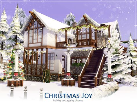 Lhonna's Christmas Joy Sims 4 Christmas House, Christmas House Ideas, Realistic Sims, Comfy Cottage, Sims 4 Seasons, Sims 4 Cottage, The Sims 4 Lots, Summer Cabin, Sims 4 Family