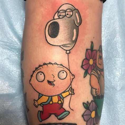 Alex Strangler on Instagram: “Repost of one of my favorites #ilovefamilyguy #sethmacfarlane #briangriffin #stewiegriffin” Family Guy Tattoo Design, Brian Griffin Tattoo, Stewie Griffin Tattoo Design, Family Guy Doodles, Funny Family Guy, Family Guy Tattoo, Stewie And Brian, Brian Family Guy, Family Guy Cross Stitch