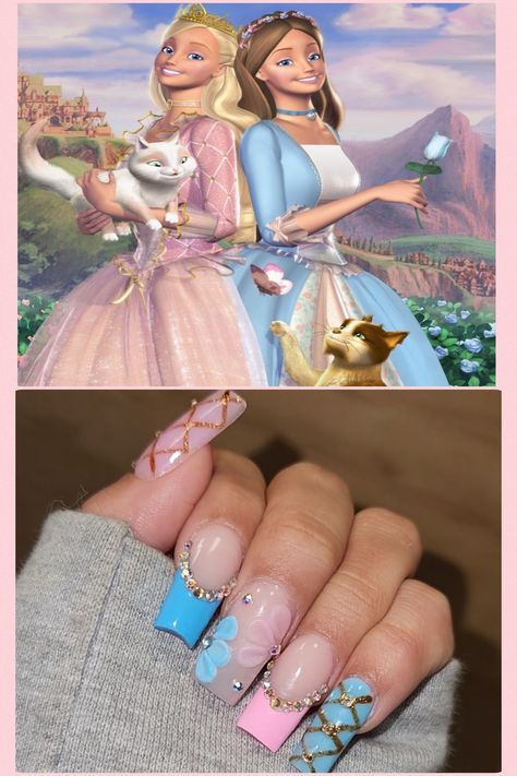 Princess And The Pauper Barbie, Princess Nail Designs, Disney Princess Nails, Barbie Halloween Costume, Princess And The Pauper, Barbie Summer, Barbie Halloween, Inspired Nails, Barbie Movie