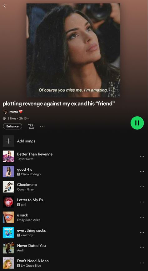 Revenge Spotify Playlist, Revenge Songs Playlist, Revenge Letter, Revenge Playlist, Songs Ideas, Letter To My Ex, Summer Songs Playlist, Playlist Names, Name Songs