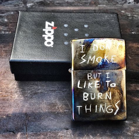 Custom Zippo Don't Smoke by Olmo -Custom Order Custom Zippo, Every Day Carry, Hand Engraving, Me Fr, Custom Orders, The Artist, Cool Stuff, Book Cover, Color