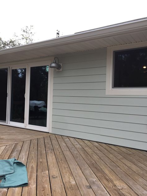 Exterior siding paint SW Sea Salt with SW Alabaster trim Seasalt Sw Exterior, Sw Sea Salt Exterior Paint, Sw Silvermist Exterior, Sw Rainwashed Exterior, Sw Sea Salt Exterior, Sea Salt House Exterior, Sea Salt Exterior House, Sea Salt Exterior House Paint, Sea Salt Exterior