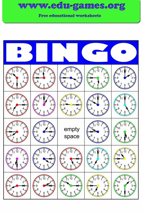 2024 Bingo, Telling Time Games, Math Bingo, Clock Games, First Grade Sight Words, Whole Brain Teaching, Time Worksheets, Teaching Time, Bingo Card