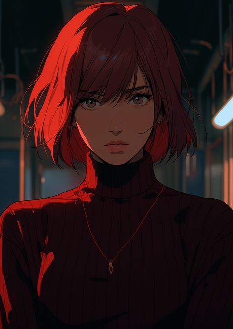 Red Short Hair, Red Hair Cartoon, Short Red Hair, Nobara Kugisaki, Arte Cyberpunk, Cyberpunk Character, Character Design Animation, Digital Art Anime, Ethereal Art