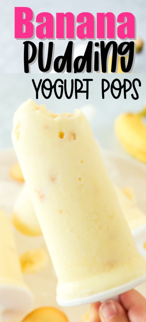 Banana Yogurt Popsicles, How To Make Pudding Pops, Vanilla Pudding Popsicles, Diy Pudding Pops, Frozen Banana Yogurt Pops, Yogurt Ice Pops, Homemade Yogurt Popsicles, Homemade Pudding Pops, Yogurt Popsicles For Kids