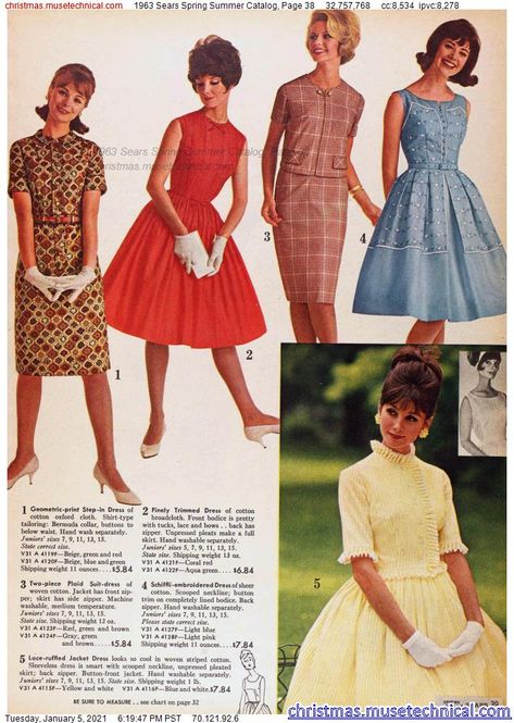 1963 Sears Spring Summer Catalog, Page 38 - Christmas Catalogs & Holiday Wishbooks 1963 Fashion, Early 60s Fashion, Early 1960s Fashion, 1960s Fashion Women, Colleen Corby, Fashion 50s, 1960's Fashion, 1960s Style, 60s And 70s Fashion