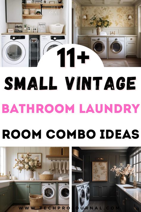 Dreaming of a charming small bathroom laundry room combo with vintage vibes? Picture a cozy space where practical meets pretty, with antique-inspired storage, rustic accents, and smart layouts. Let’s make laundry time a little more beautiful with these bathroom laundry room combo ideas. Laundry Room Guest Bathroom Combo, Bathroom Laundry Combo With Tub, Laundry Room In A Bathroom, Bathroom Utility Room Combo Layout, Playful Laundry Room, Half Bath Off Kitchen, Guest Bathroom Laundry Combo, Washroom With Washing Machine, 8x8 Bathroom Layout With Laundry