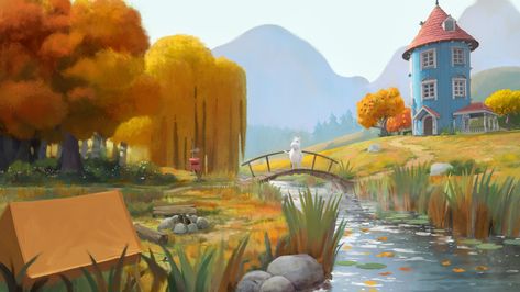 ArtStation - Moominvalley Concept Art / Seasons in Moominvalley 3d Blueprint, Moomin Wallpaper, Moomin Valley, Tove Jansson, Nordic Lights, Design Visual, Visual Development, Art Tips, Cartoon Illustration