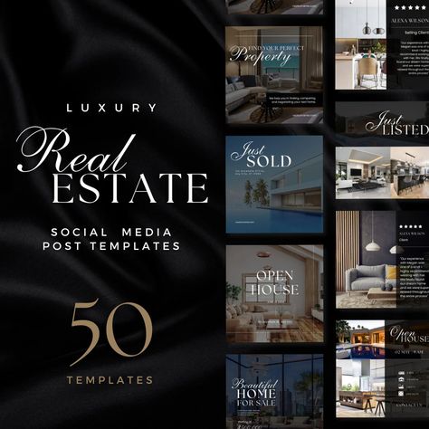 Real Estate Instagram Post Templates for Canva Social Media Templates Instagram Canva Template Luxury Realtor Templates - Etsy UK Luxury Social Media, Real Estate Instagram, Realtor Instagram Posts, Luxury Social Media Post, Real Estate Social Media Post, Luxurious Social Media Design, Real Estate Post, Real Estate Social Media, Luxury Real Estate Marketing Design