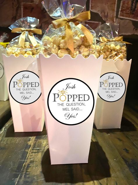 Click on photo for link to purchase! You will receive personalized, printable files. Print your own labels! #EngagementParty #EngagementPartyFavors #PopcornPartyFavors #EngagementPartyIdeas #EngagementFavorTag #EngagementFavorBag #PoppedTheQuestion #Popcorn #CaramelPopcorn #Caramel #Proposal #SheSaidYes #HivePrintables I Do Party Ideas, Engagement Party Goodie Bags, At Home Engagement Party, Popcorn Party Favors, Popcorn Labels, Kettle Corn Popcorn, Winter Engagement Party, He Popped The Question, Surprise Engagement Party