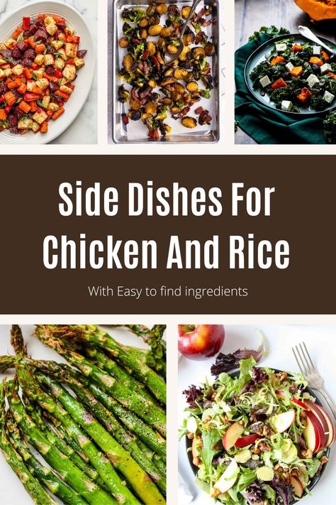 Chicken and rice are such a common meal.  But change up the side dishes with these amazing side dish ideas that go amazing with chicken and rice dishes. Sides For Roast Chicken Dinner, Chicken And Rice Recipes, Chicken And Yellow Rice, Garlic Mushrooms Recipes, Side Dish Ideas, Roasted Cauliflower Salad, Roast Chicken Dinner, Chicken And Rice Dishes, Vegetable Appetizers