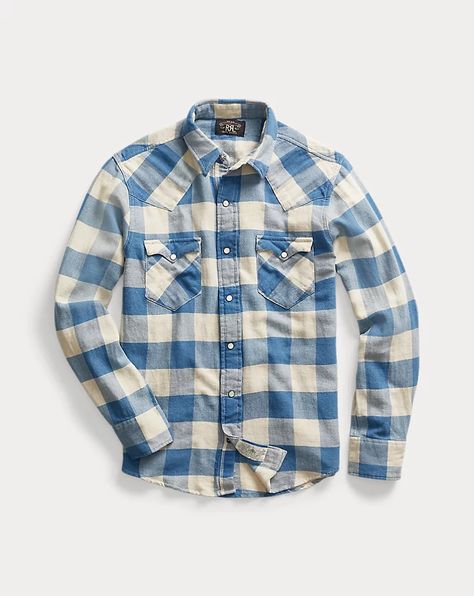 Slim Fit Plaid Twill Western Shirt