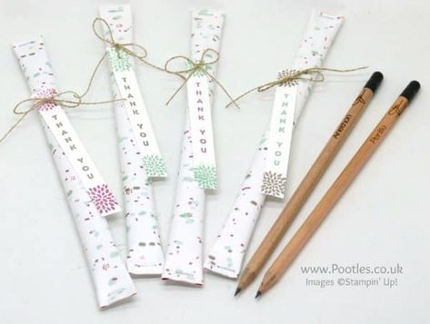 Stampin’ Up! Demonstrator Pootles – Wedding Favours using Sprout Pencils and Succulent Garden Paper Pen Packaging Ideas, Pen Gift Wrapping Ideas, Sprout Pencils, Pen Packaging, Happy Wednesday Everyone, Pen Diy, Pencil Gift, Wedding Favors Cheap, Paper Pen