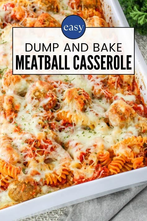 Meatball Casserole With Frozen Meatballs, Baked Mushroom Recipes, Frozen Meatballs Crockpot, Meatball Pasta Recipes, Meatballs Marinara, Crockpot Dump Recipes, Dump And Bake, Packed Meals, Savory Meatballs