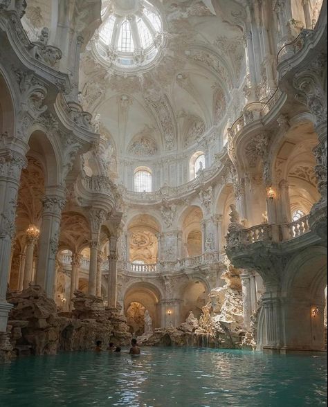 Thermal Baths, Castle Aesthetic, Light Travel, Dream Life House, Pretty Landscapes, Fantasy House, Fantasy Places, Architecture Old, Fantasy Aesthetic