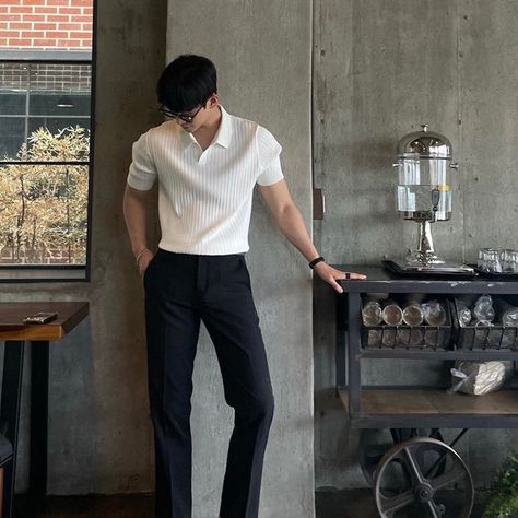 Polo Outfit Men, Polo Shirt Outfit Men, Chuncheon, Polo Shirt Outfits, Mens Smart Casual Outfits, Polo Outfit, Shirt Outfit Men, Pants Outfit Men, Formal Men Outfit