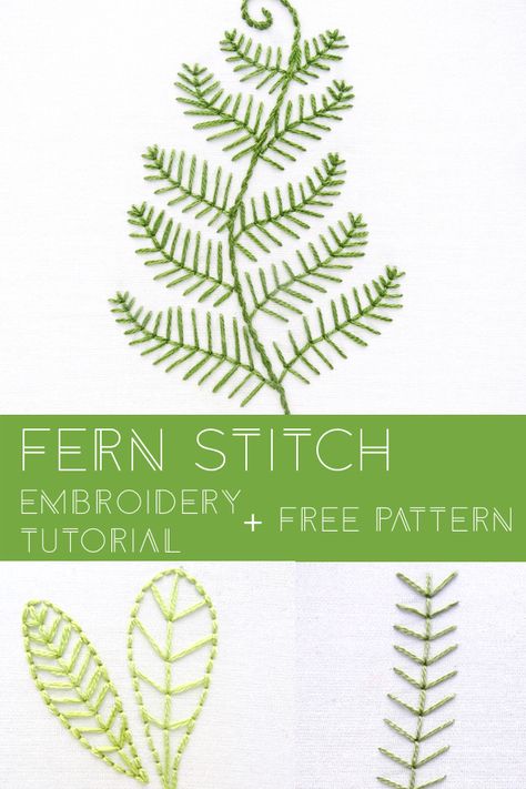 Fern Stitch, Creeper Minecraft, Embroidery Leaf, Crewel Embroidery Kits, Embroidery Tutorial, Embroidery Stitches Tutorial, Embroidery Patterns Free, Simple Embroidery, 자수 디자인